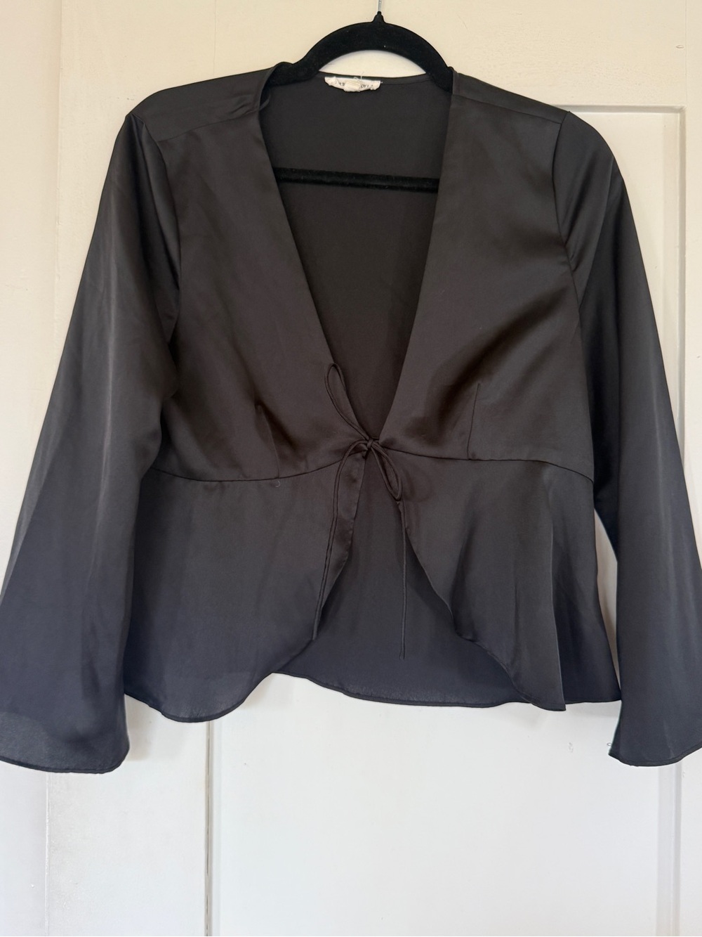 Black Women's Tie-Front Silky and Sexy Top